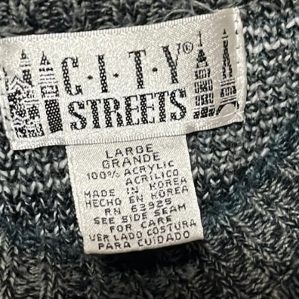 Vintage 1990's City Streets Black and Gray Abstract Grandpa Sweater - Picture 7 of 8